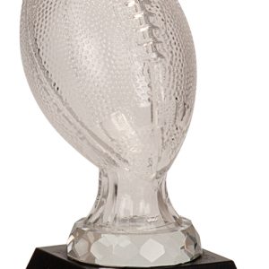 Glass football on black base