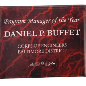 Red marble acrylic crescent award