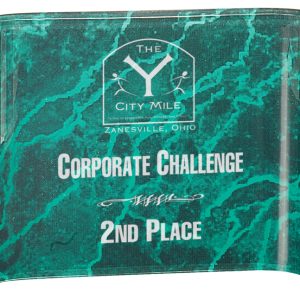Green marble acrylic crescent award