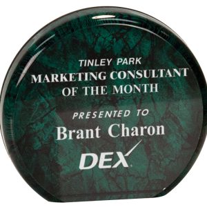 Green marble round aurora acrylic