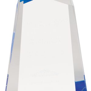 Blue faceted acrylic wedge award