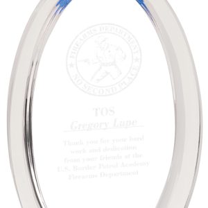 Blue oval acrylic halo award
