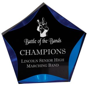 Black and blue luminary acrylic star award