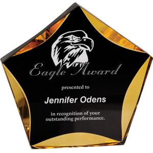 Black and gold luminary acrylic star award