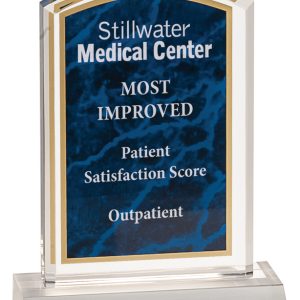 Blue marbleized acrylic award