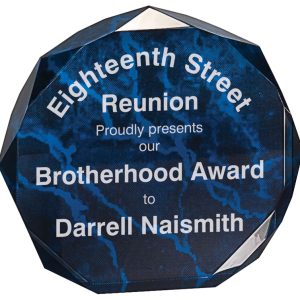 Blue marble octagon acrylic award