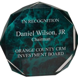 Green marble octagon acrylic award