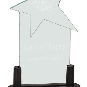 Jaded acrylic star award on black base