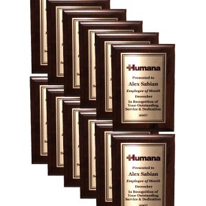 Add twelve 5'' x 7'' oak wood plaques to any perpetual plaque