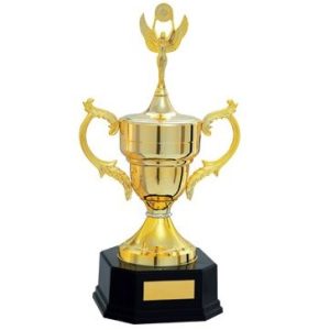 18 inch gold trophy cup on black base