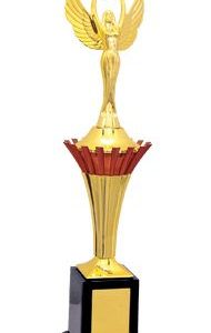 Gold and blue crown trophy