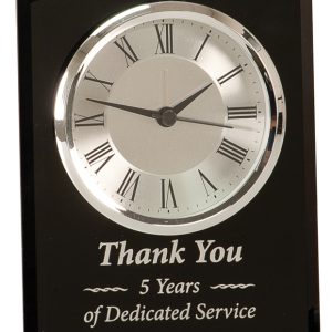 6 inch black glass clock with optional base