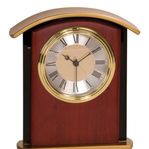 6.5 inch mahogany finished clock with gold top