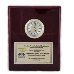 8'' x 10'' piano finished rosewood wall clock