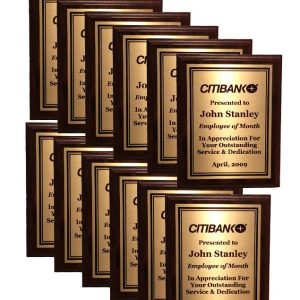 Add twelve 7'' x 9'' oak wood plaques to any perpetual plaque