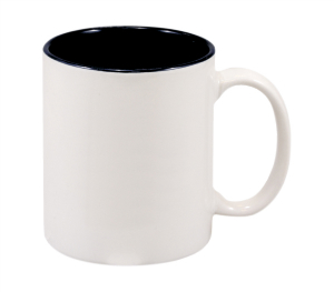 11 oz. white and black ceramic mug