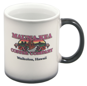 11 oz. color-changing mug. Turns white when hot