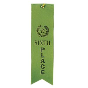 2'' x 8'' 6th place ribbon with string