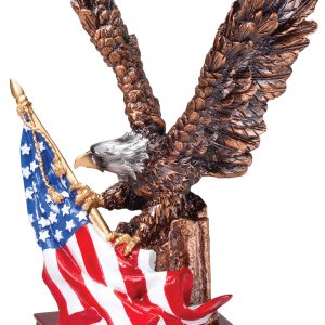 9.25 inch American eagle with flag and rosewood base