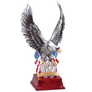 11 inch American eagle with flag and rosewood base