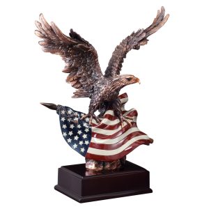 American eagle with flag sculpture