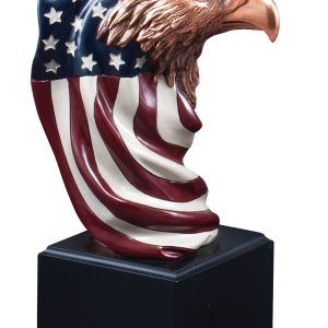 9.5 inch eagle head and flag sculpture