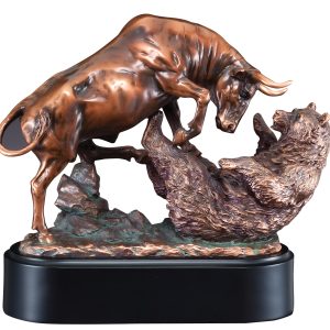 9.5'' x 10'' bull and bear sculpture