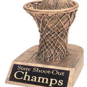 3.25 inch basketball and net resin award