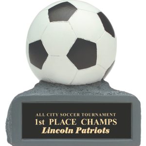 4 inch black and white soccer ball resin award