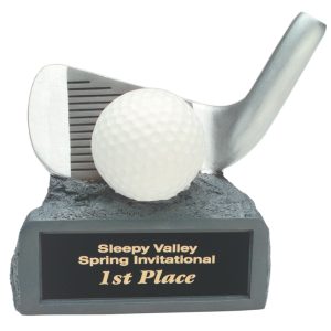 4.25 inch white and silver golf resin award