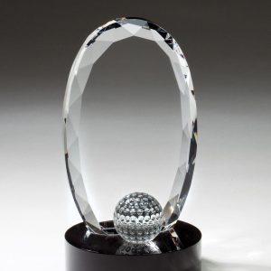 4'' x 7.5'' faceted crystal oval and golf ball