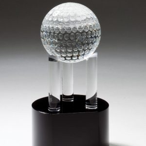 4'' x 7.75'' Crystal golf ball and columns on black base