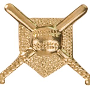 Baseball pin with bright gold finish and butterfly clutch back. Pin length is 0.5''