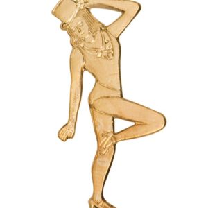 Dance pin with bright gold finish and butterfly clutch back. Pin length is 0.5''