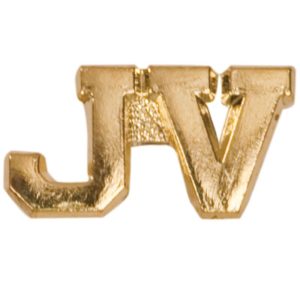 "Junior Varsity" pin with bright gold finish and butterfly clutch back. Pin length is 0.5''