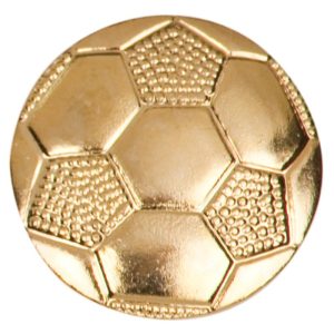 Soccer pin with bright gold finish and butterfly clutch back. Pin length is 0.5''