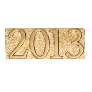"2013" pin with bright gold finish and butterfly clutch back. Pin length is 0.5''